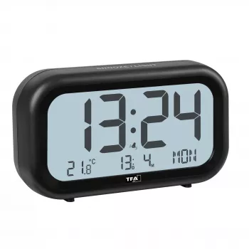 TFA Dostmann 60.2052.01 Réveil à quartz noir alarme extra forte grand écran