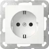 Prise Schuko Gira System 55 avec couvercle rabattable, blanc pur 418003