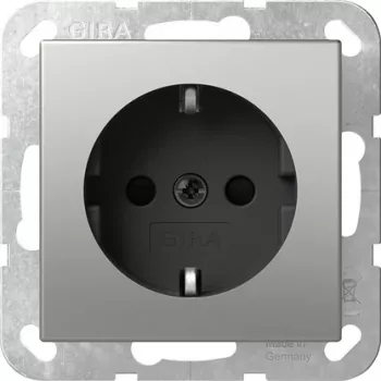 Gira System 55 Prise SCHUKO, acier inoxydable, 1 poste, encastrée, 16 A 4453600