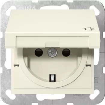 GIRA 441401 Prise SCHUKO avec couvercle rabattable, System 55, blanc crème