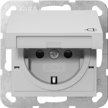 Gira System 55 SCHUKO Socket Outlet with Hinged Lid, Grey 4414015