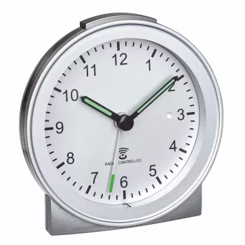 TFA Dostmann 60.1517.54 Réveil radio-piloté analogique argent