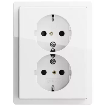 Gira Schuko Socket Outlet 2-Gang Pure White Glossy 0783112