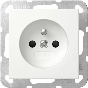 GIRA 448503 Schuko Socket Outlet with Hinged Cover, System 55, Pure White Glossy