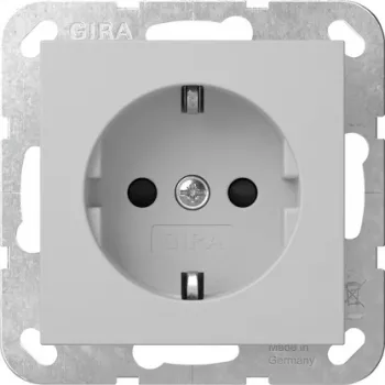 Gira System 55 SCHUKO Socket Outlet with Hinged Cover, Grey 4183015