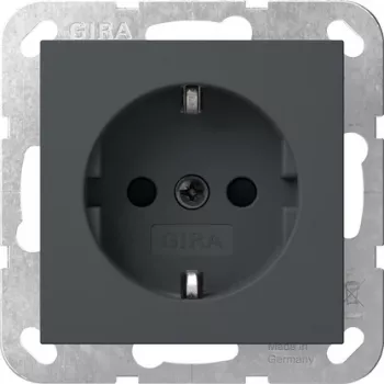 GIRA 418328 SCHUKO Socket Outlet with Shutter, System 55, Anthracite