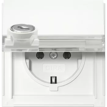 Prise SCHUKO Gira 446766 avec interrupteur à clé, fermeture non identique, 16 A, 250 V, encastrée, blanc pur brillant
