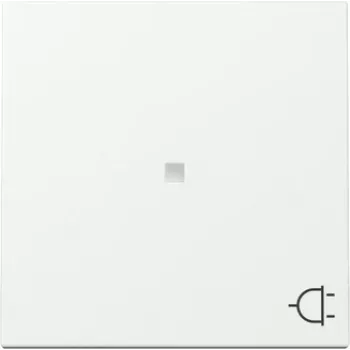 Bouton bascule Gira System 55 avec fenêtre de contrôle et symbole prise, blanc pur satiné 329103