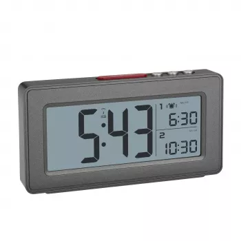 Réveil radio-piloté TFA Dostmann 60.2563.10, double alarme, anthracite