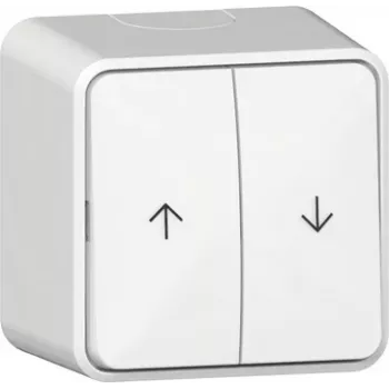 GIRA Interrupteur à bascule en saillie pour commande de stores, blanc pur, flèches haut/bas, 250 V, 10 A 315813
