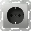 Prise SCHUKO Gira System 55 avec obturateur, aspect inox 4183600
