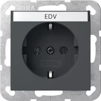 Gira 445728 SCHUKO Socket Outlet with Hinged Cover, System 55, Anthracite