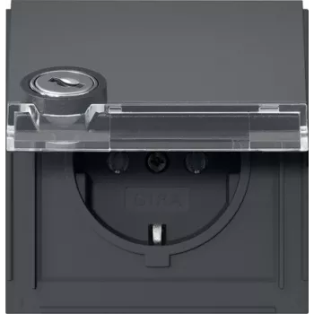 GIRA 456967 SCHUKO Socket Outlet with Keyed-Alike Cylinder Lock, Pure White Glossy