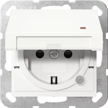 Prise Schuko Gira System 55 avec LED de contrôle, blanc pur 455227