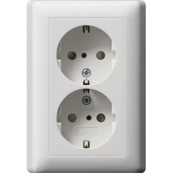 Gira System 55 Schuko Socket Outlet CEE 7/3, 16 A, 250 V, Pure White Glossy, Hinged Cover 078327