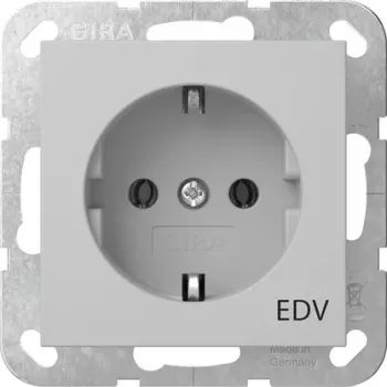 Prise SCHUKO Gira 4458015 avec inscription système informatique, blanc pur brillant