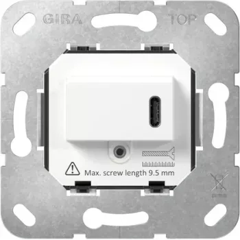 Mécanisme de prise SCHUKO Gira avec USB Type-C PD, 16 A, 250 V, à encastrer, noir 236200