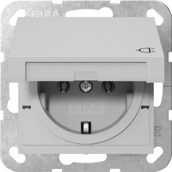 GIRA 4454015 SCHUKO Socket Outlet with Hinged Lid, System 55, Grey