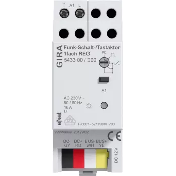 Actionneur radio de commutation/bouton-poussoir Gira 1 voie rail DIN 543300
