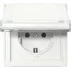 Prise SCHUKO GIRA 441066 avec couvercle rabattable, Gira TX_44, blanc pur