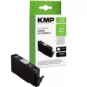 KMP cartouche d'encre noire compatible pour Canon CLI-551 XL BK (grande capacité, 11 ml, env. 500 pages) 1518,4011