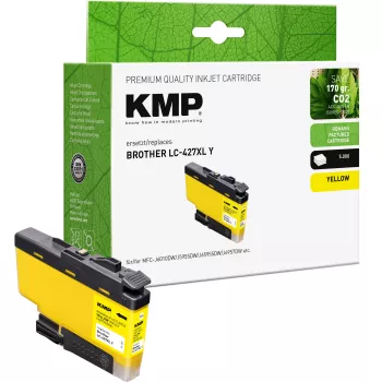 Cartouche d'encre compatible KMP pour Brother LC427XLY jaune à rendement extra élevé (1551,4009)