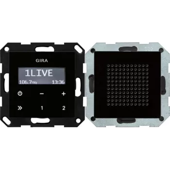 Radio encastrée RDS Gira 228005, aspect verre noir
