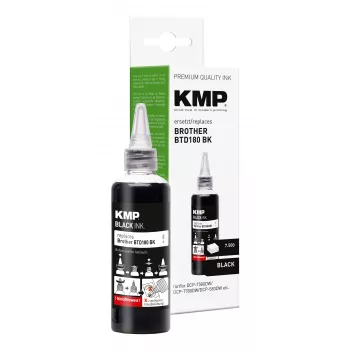Encre de recharge KMP pour Brother BTD180BK noire 110 ml (1555,0001)