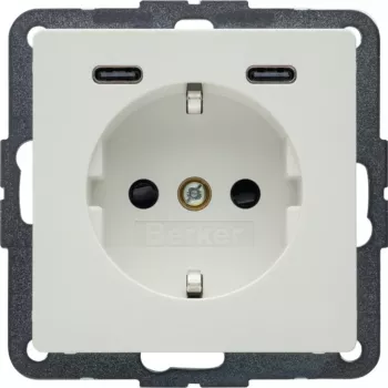Prise SCHUKO Hager Berker Q.x avec USB-C PD 20 W, blanc polaire 48156089