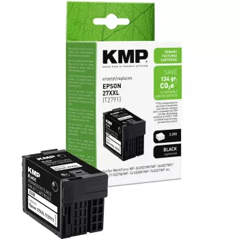 Cartouche d'encre pigmentée noire Epson 27XXL T2791 compatible KMP (E186)