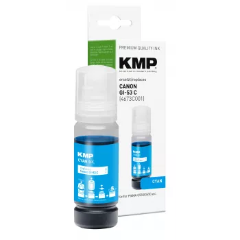 Flacon de recharge d'encre cyan KMP PRINTTECHNIK pour Canon GI-53C (4673C001) 60 ml 1583,0003