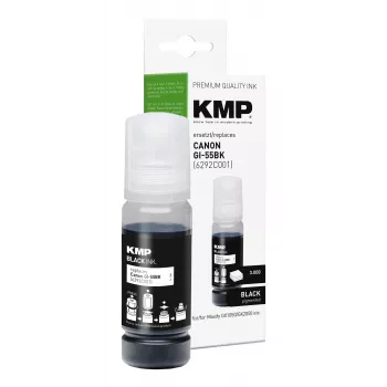 Flacon de recharge d'encre compatible KMP PRINTTECHNIK pour Canon GI-55BK (6292C001), noir, 70 ml 1587,0001