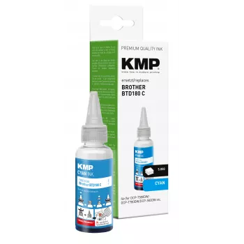 Encre de recharge cyan KMP 50 ml pour Brother BTD180C (1555,0003)