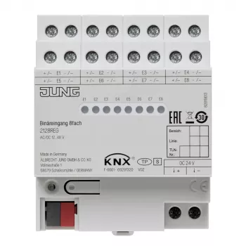 JUNG KNX 8-Channel Binary Input Module, DIN Rail Mount, 4 TE Width 2128REG