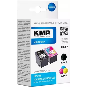 KMP MULTIPACK H135V – lot de 2 cartouches d'encre noire et tricolore (alternative à HP 301XL)
