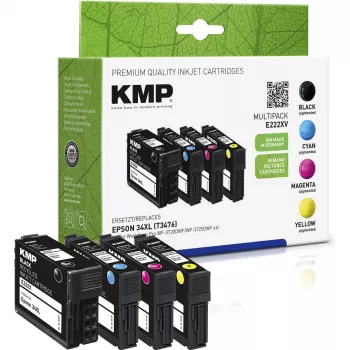 Lot de 4 cartouches d'encre compatibles KMP pour Epson WorkForce Pro WF-3720 Series – noire, cyan, magenta, jaune (1637,4005)
