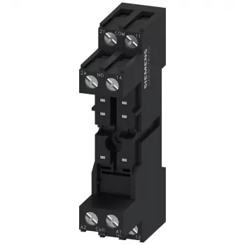 Socle de relais Siemens LZS:RT78725 pour relais SIRIUS RT Series 15mm, bornes à vis, montage sur rail DIN, noir