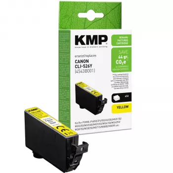Cartouche d'encre jaune compatible KMP pour Canon CLI-526 Y (1513, 4009)