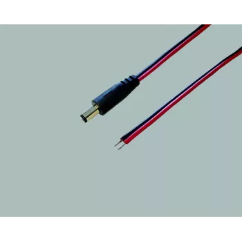 Câble de connexion basse tension BKL Electronic 075144, fiche DC 5,5 x 2,1 mm vers extrémités libres, 0,5 m, noir