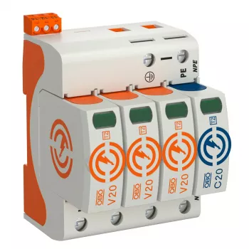 OBO BETTERMANN SurgeController V20 V20-3+NPE+FS-280 3 pôles avec NPE+FS 280 V parafoudre type 2 5095333