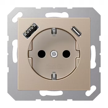 Prise SCHUKO JUNG avec USB Type-A et Type-C A1520-15CACH