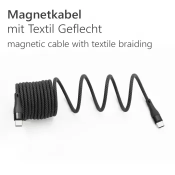 Câble spiralé USB 2.0 MAXTRACK C532-1L, USB-A vers USB-C, 1 m, noir, contacts dorés