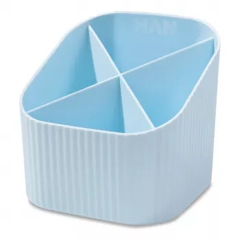 HAN X-LOOP Pen Holder, Pastel Blue, 4 Compartments, 11.1 x 11.1 x 10.5 cm 17238-884D