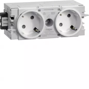 HAGER GS20109016 prise 2 postes 45° profil C blanc signalisation