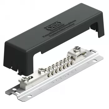 Barre de liaison équipotentielle OBO BETTERMANN 1809 AM avec pied métallique, 10 pôles, gris 5015105
