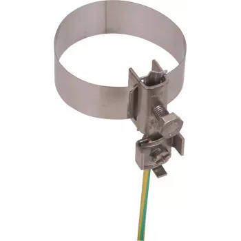 Collier de mise à la terre pour tuyau DEHN pour conducteurs plats ou ronds, diamètre de tuyau 26,9–165 mm, acier inoxydable, 540912