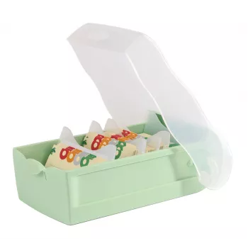 HAN CROCO A8 Landscape Flashcard Box, Pastel Green Translucent with Clear Lid, Polypropylene, 1 Piece (998-805)