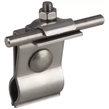 Support de conducteur de toiture DEHN pour toits métalliques, acier inoxydable, fil rond 8 mm, fixation par serrage, 223010