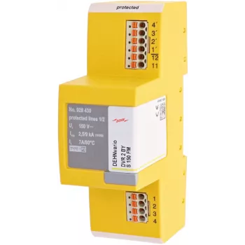 DEHN DVR 2 BY S 150 FM parafoudre combiné de courant de foudre et de surtension type 1+2, 2 pôles, 230 V AC, montage sur rail DIN, avec signalisation à distance 928430