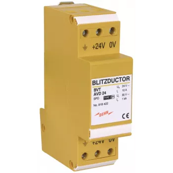 DEHN 918422 BLITZDUCTOR VT parafoudre combiné de courant de foudre et de surtension pour systèmes d'alimentation DC, 24 V DC, type 1+2 SPD